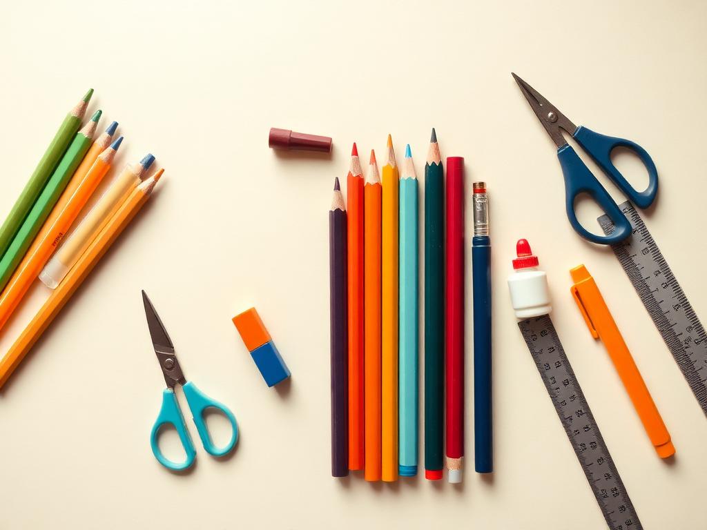 Útiles escolares: lápices, colores y marcadores
